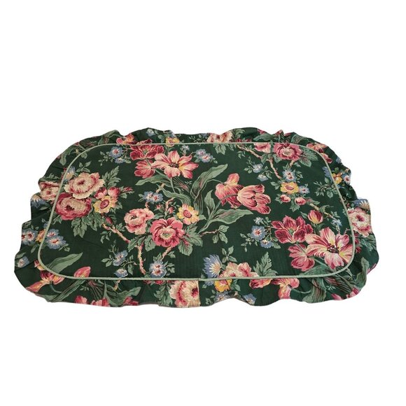 Vintage Cannon Floral Print Pillow Shams Cottage Romance Dark Green - Picture 1 of 4
